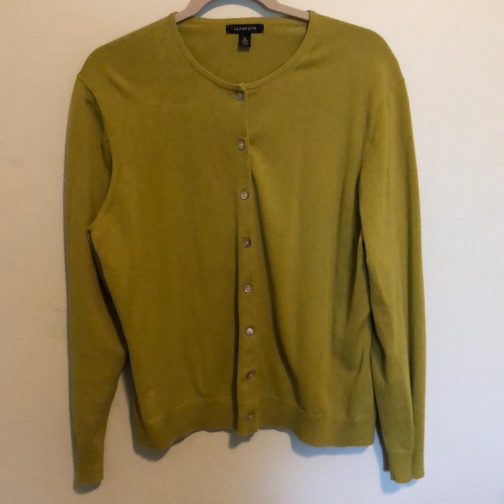 Olive Green Lands End Sweater Size XL